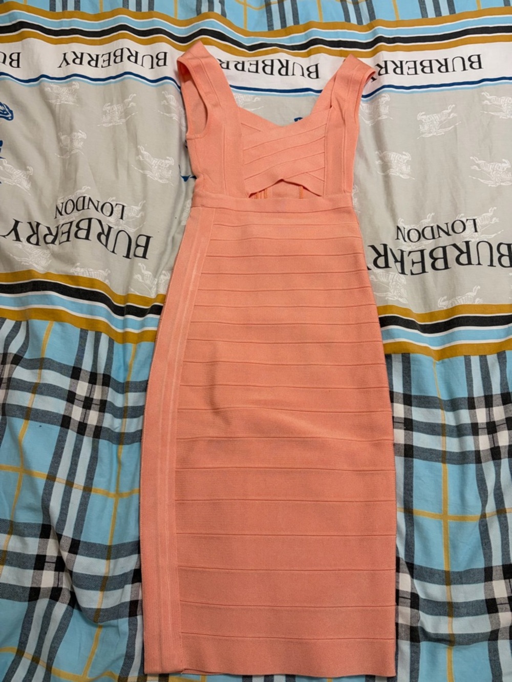 Marciano Coral Pink Bandage Midi Dress